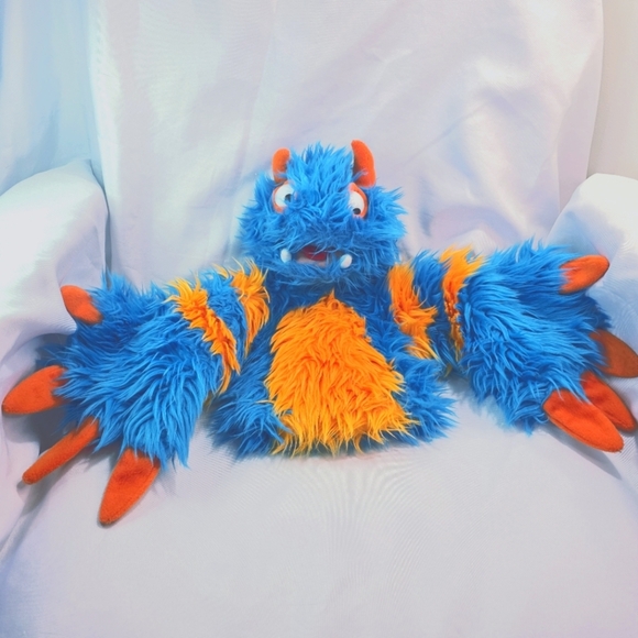 Folkmanis Blueper Monster Two Handed Stage Puppet Plush Blue and Orange 15 Inch - Picture 1 of 13